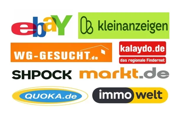 Logos führender deutscher Kleinanzeigenseiten